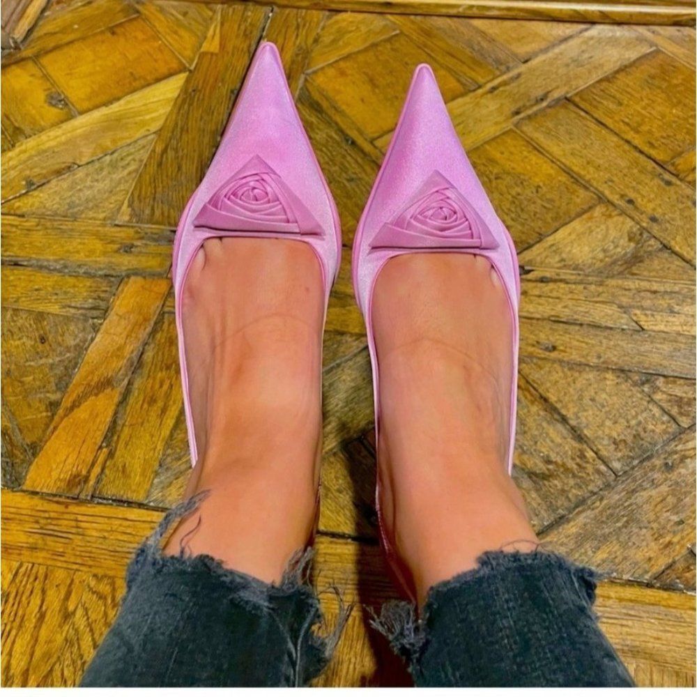 PRADA Nylon Gabardine Pointed Toe Slingback Pump in Blush Pink